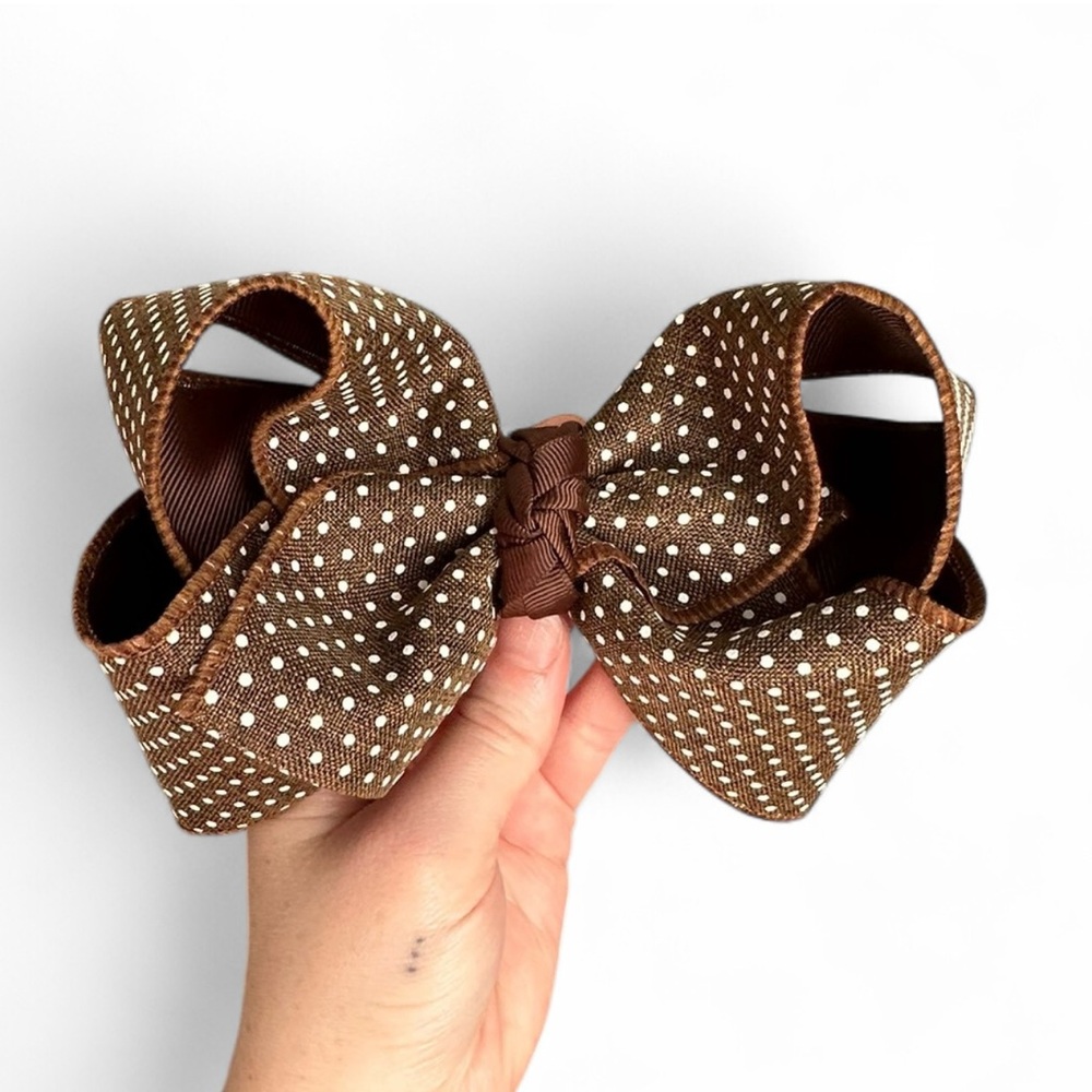 Brown Polka Dot smocked bow